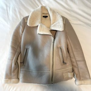 Faux sherpa bomber jacket